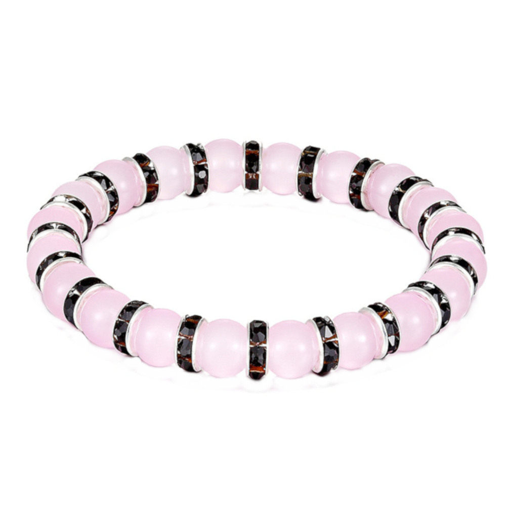 Light Pink Hand Polished Crystal Bracelet J-144-B